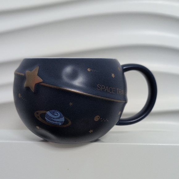 Blue Ceramic Space Travel Mug Cup Planets Solar System, Kids Cup Soup - Picture 2 of 9